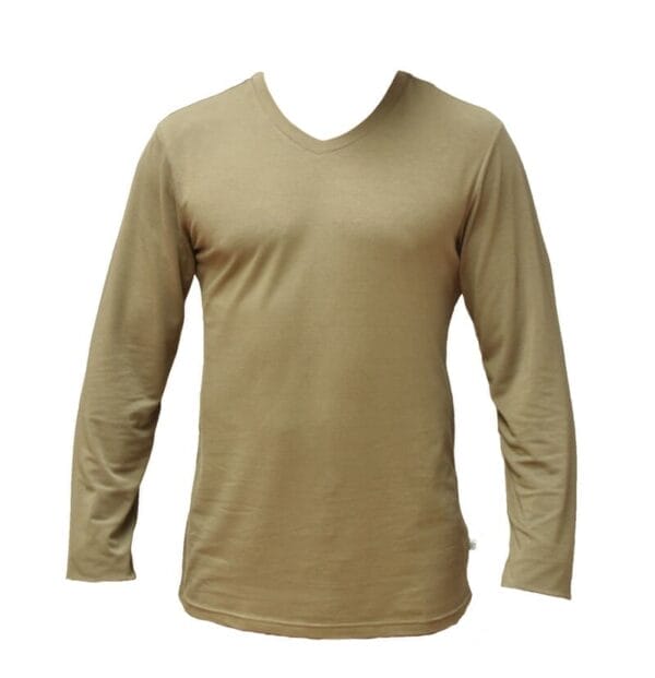 This is a photograph of Bamboo Clothing, a Long Sleeve V-Neck T-shirt available from Bamboo Creations Victoria