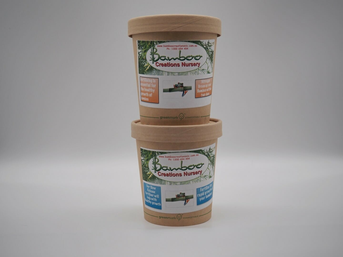 Specialist bamboo fertilisers - large 737g bundle, in an eco-friendly, compostable container, with lid.