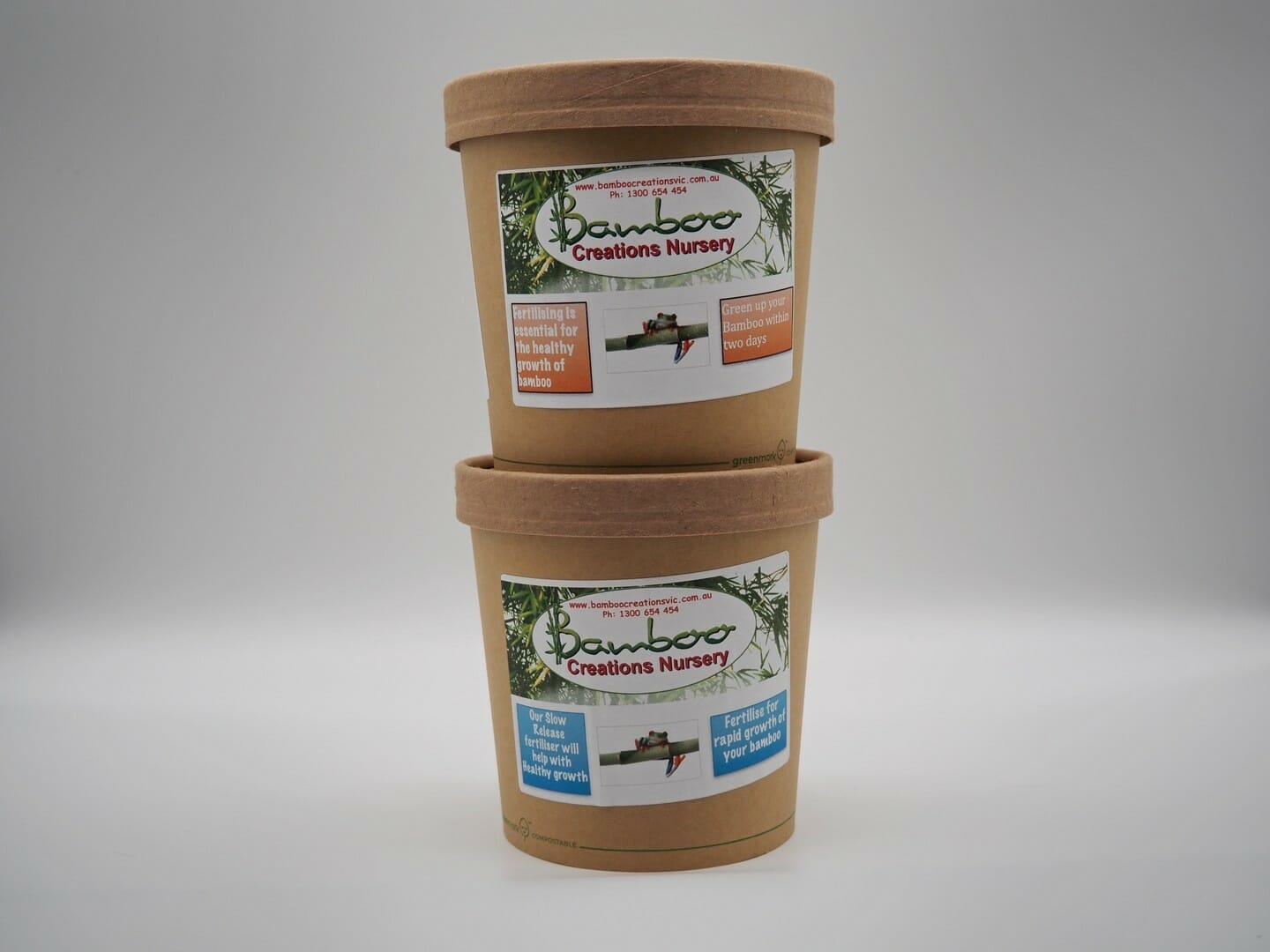 Bundle pack - 453g specialist bamboo nitrogen and 453g specialist bamboo fertiliser, in an eco-friendly, compostable container, with lid.