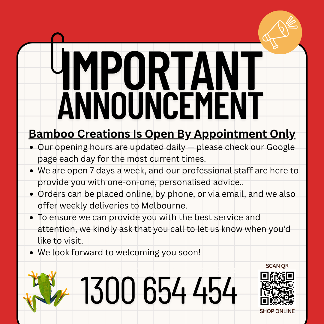 Important: Bamboo Creations in Victoria requires appointments for visits. Please plan your visit ahead of time.